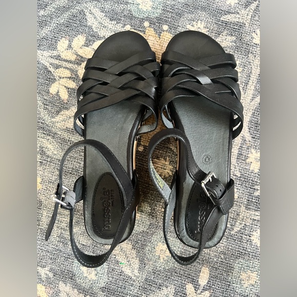 Bussola Mansfield Mavis Black Leather and Cork Platform Sandal - Picture 4 of 10